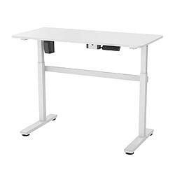 Kimex Bureau complet motorisé assis-debout, 118x58cm, Blanc pas cher