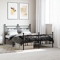 Maison Chic Cadre/structure de lit métal et tête de lit + pied de lit pour adulte - Lit Moderne Chambre noir 135x190 cm -MN20821