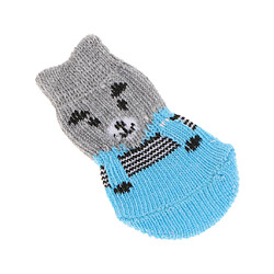 Acheter 4 pcs chien chaussettes chien plancher poignée chaussettes chaussures bottes antidérapant protecteur chaussettes l gris