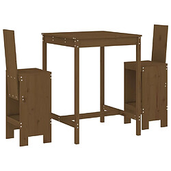 Maison Chic Table de bar et chaises d'extérieur 3 pcs,Ensemble de bar de jardin pour relax marron miel bois pin massif -GKD943351