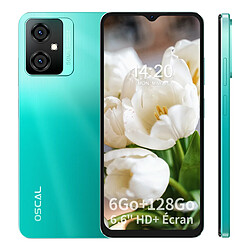 (Vert) Smartphone OSCAL C70 BLACKVIEW 6GB 128GB 50MP caméra 6.6 pouces 5180mAh batterie Octa Core Android 12 4G téléphones portables Bluetooth FM OTG WIFI