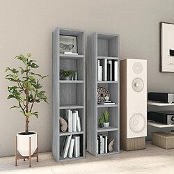 vidaXL Armoires à CD 2 pcs Sonoma gris 21x16x93,5 cm Bois d'ingénierie