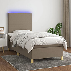 vidaXL Sommier à lattes de lit et matelas et LED Taupe 100x200cm Tissu