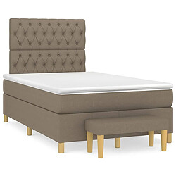 vidaXL Sommier à lattes de lit avec matelas Taupe 120x200 cm Tissu