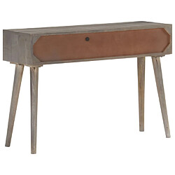 Avis vidaXL Table console Gris 110x35x75 cm Bois de manguier massif brut