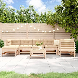 Maison Chic Salon de jardin 8 pcs + coussins - Mobilier/Meubles de jardin - Table et chaises d'extérieur bois massif -MN63556