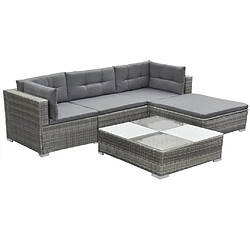 Avis Maison Chic Salon de jardin 5 pcs + coussins - Mobilier/Meubles de jardin - Table et chaises d'extérieur Résine tressée Gris -MN98681