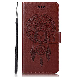 Etui en PU motif hibou et attrape-rêves avec support et sangle marron pour votre Xiaomi Redmi Note 11/Poco M4 Pro 5G