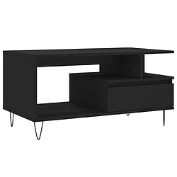 vidaXL Table basse Noir 90x49x45 cm Bois d'ingénierie