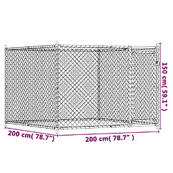 vidaXL Cage pour chien avec porte gris 2x2x1,5 m acier galvanisé pas cher