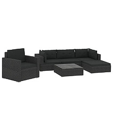 Maison Chic Salon de jardin 6 pcs + coussins - Mobilier/Meubles de jardin - Table et chaises d'extérieur Résine tressée Noir -MN32275