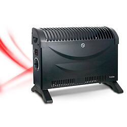 Radiateur à Air Chaud, 3 Niveaux Puissance, Régulateur de Température Thermostat, 2000, Noir, Briebe, 128215.1