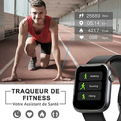 Avis Chrono Montre Connectée, Smartwatch Femmes Hommes à Ecran Tactile Complet, Montre Connectée Jeux Suivi du Sommeil Montre Sport Calories Podometre Tensiomètre Bracelet Bluetooth pour Android Iphone,Noir