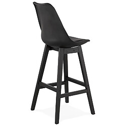 Acheter Alterego Tabouret de bar 'CAMILA' noir avec pied en bois noir