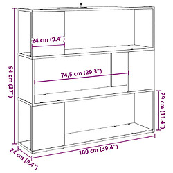 vidaXL Bibliothèque/Séparateur de pièce chêne artisanal 100x24x94 cm pas cher