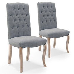 Lot de 2 chaises capitonnées Jade tissu gris