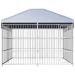 vidaXL Chenil d'extérieur avec toit pour chiens 300 x 300 x 200 cm