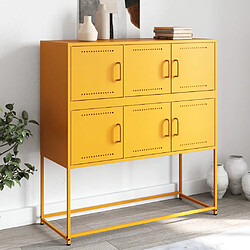 vidaXL Buffet jaune moutarde 100,5x39x107 cm acier