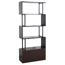 Mendler Bibliothèque HWC-A27, étagère sur pied séparateur de pièce étagère de salon, compartiment de rangement avec porte 183x80cm structure 3D ~ brun foncé pas cher