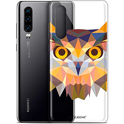 Caseink Coque Pour Huawei P30 (6.1 ) [Gel HD Polygon Series Animal - Souple - Ultra Fin - Imprimé en France] Hibou