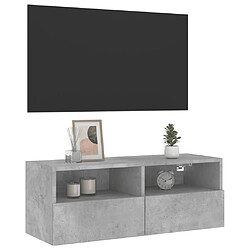 Acheter vidaXL Meuble TV mural gris béton 80x30x30 cm bois d'ingénierie