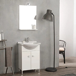 Kiamami Valentina MEUBLE DE BAIN SUR PIEDS BLANC 56 CM AVEC LAVABO ET MIROIR | SIMPLY