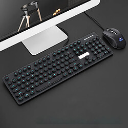 Nouveau N518 Punk Robot filaire clavier et souris ensemble capuchon de clé ronde pour ordinateur PC - Noir