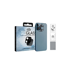 EIGER Protection d'objectif d'appareil photo en fibre de verre pour iPhone 12 - Transparent/noir - Avec kit de nettoyage