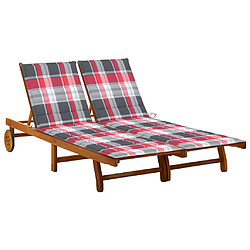 vidaXL Chaise longue de jardin 2 places avec coussins Acacia solide