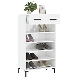 Acheter Maison Chic Armoire à chaussure,Meuble à Chaussures Blanc brillant 60x35x105 cm Bois ingénierie -MN85330