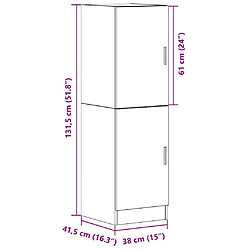 vidaXL Armoire de cuisine blanc 38x41,5x131,5 cm bois d'ingénierie pas cher