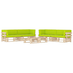 Maison Chic Salon de jardin palette 6pcs avec coussins | Ensemble de Table et chaises | Mobilier d'Extérieur Bois de pin imprégné -GKD49685