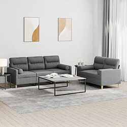 Maison Chic Ensemble de canapés 2 pcs coussins, Canapé droit Sofa pour Salon gris foncé tissu -GKD326897