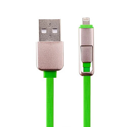 Avis Wewoo Câble vert pour iPhone, iPad, Samsung, HTC, LG, Sony, Huawei, Lenovo, Xiaomi et autres smartphones 1m 2 dans 1 multi-fonctionnel rétractable Lightning Micro USB vers USB de données / chargeur,