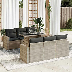 vidaXL Salon de jardin avec coussins 7 pcs gris clair résine tressée