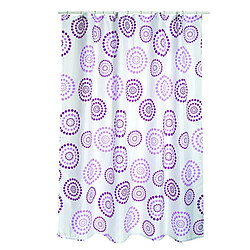 MSV Rideau de douche Polyester DOTS 180x200cm QUALITÉ PREMIUM Violet - Anneaux inclus