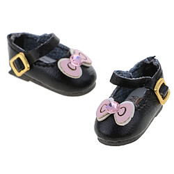 Acheter Bowknot rhinestones sangle de cheville pu chaussures en cuir pour 12 '' blythe poupées noir