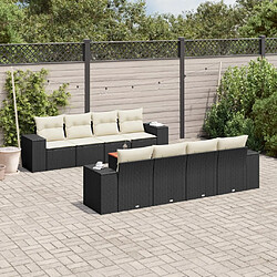 Maison Chic Salon de jardin 9 pcs avec coussins | Ensemble de Table et chaises | Mobilier d'Extérieur noir résine tressée -GKD90412