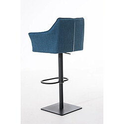 Acheter Decoshop26 Tabouret de bar chaise haute de comptoir couture carrées assise en tissu bleu cadre en métal noir 10_0004693