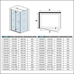 Cabine de douche 100x70x195cm verre anticalcaire avec une barre de fixation de 140cm pas cher