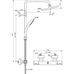 Avis Ideal Standard - Colonne de douche thermostatique Ideal Standard Ceratherm 20 cm, noir mat