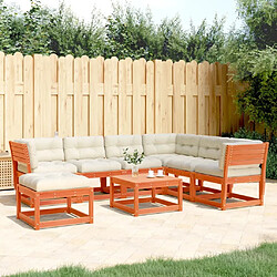 Maison Chic Salon de jardin 7 pcs avec coussins | Ensemble de Table et chaises | Mobilier d'Extérieur cire marron bois pin massif -GKD41607