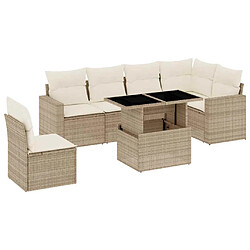 vidaXL Salon de jardin avec coussins 7 pcs beige résine tressée