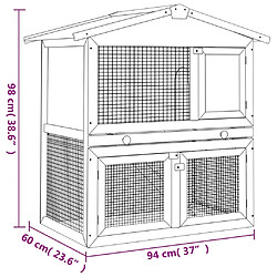 vidaXL Clapier d'extérieur 3 portes Rouge Bois pas cher