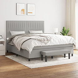 Maison Chic Lit Adulte - Lit simple Lit à sommier tapissier avec matelas moelleux - Meuble de Chambre - Gris clair 160x200cm Tissu -MN56786