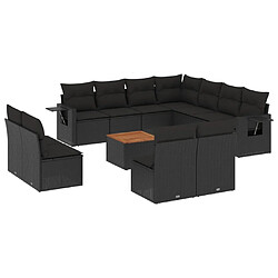 Maison Chic Salon de jardin 12 pcs avec coussins | Ensemble de Table et chaises | Mobilier d'Extérieur noir résine tressée -GKD36347