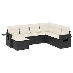 vidaXL Salon de jardin 7 pcs avec coussins noir résine tressée