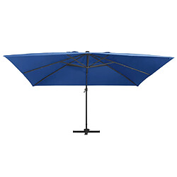 ComfortXL Parasol Déporté Avec Lumières LED Aluminium 400x300cm Bleu Azur