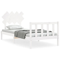 Maison Chic Lit adulte - Cadre Structure de lit avec tête de lit Contemporain blanc 90x200 cm bois massif -MN85582