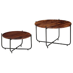 Maison Chic Ensemble de 2 Tables basses,Table Console pour salon Bois de Sesham massif 60 x 35 cm -MN44167